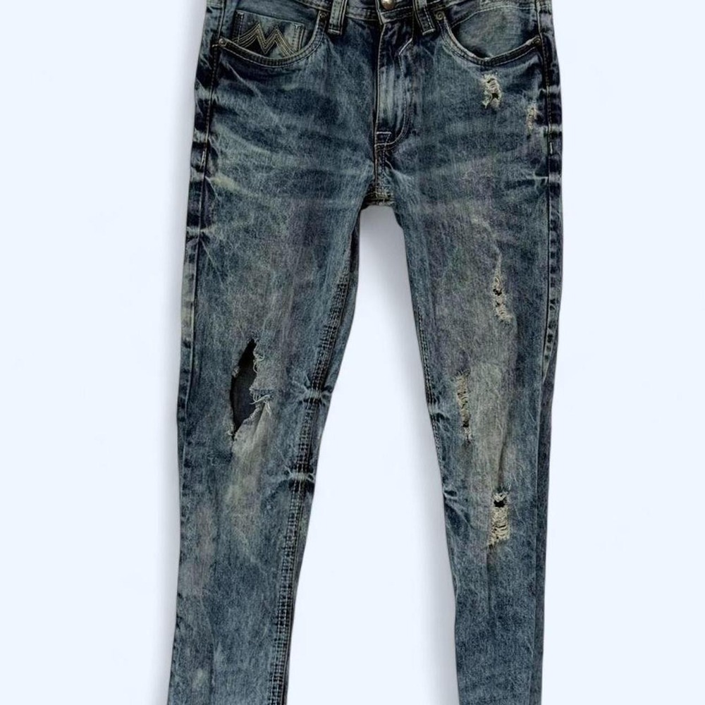 CJ Black Premium Mens Jeans Slim Fit 28/30 Acid Washed Distressed Blue Denim